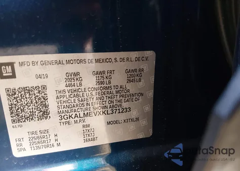 2019 GMC Terrain Sle from USA, damaged, VIN 3GKALMEVXKL371233